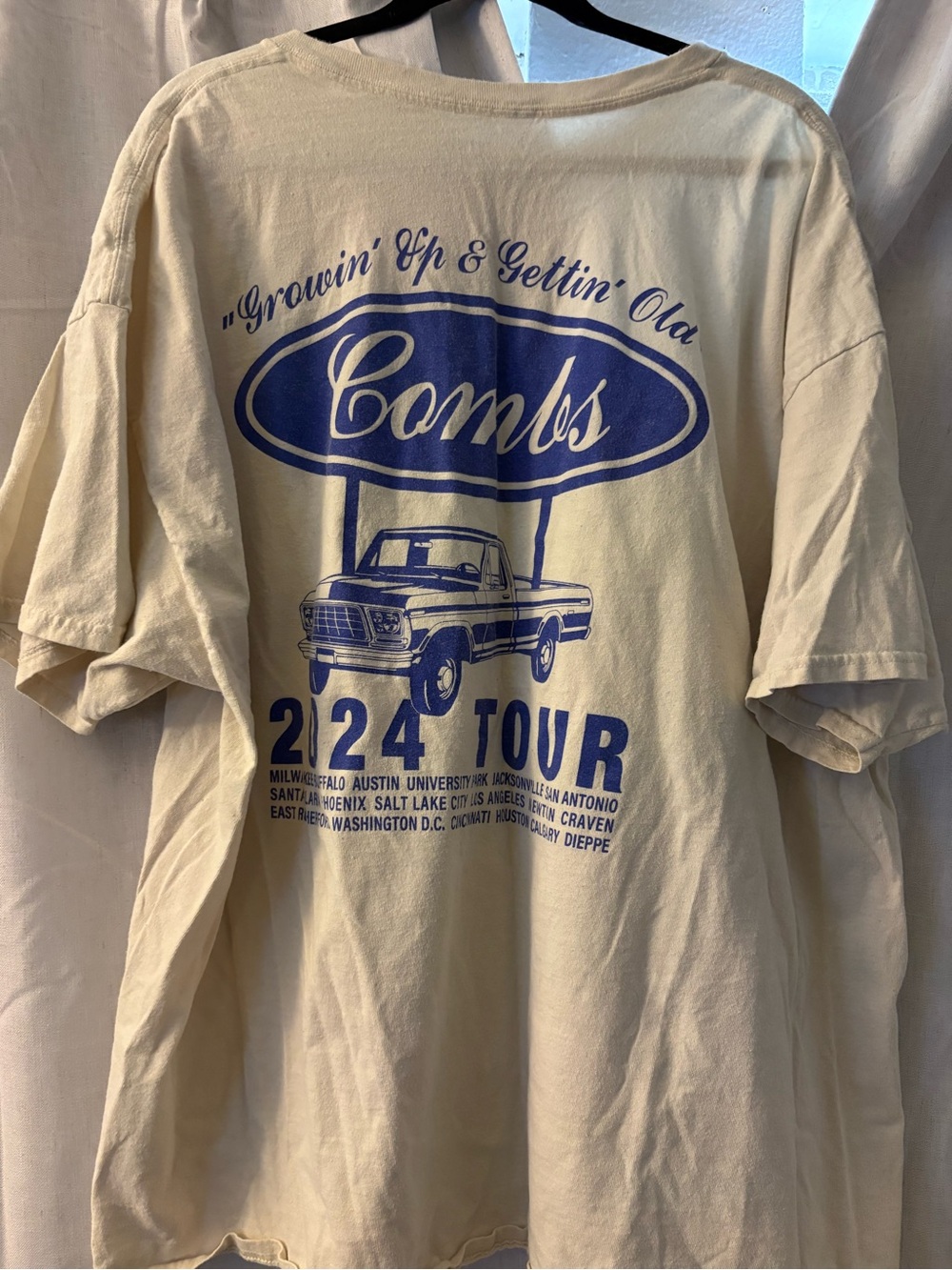 Combs 2/24 Tour Graphic Tee - Cream with Blue Print